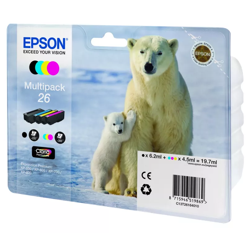Kasetė Epson Ink C13T26164010 Juoda Žydra Raudona Geltona