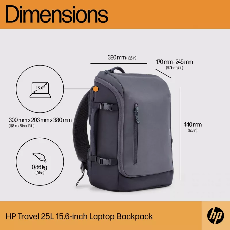 HP Travel 25 litrų 15,6 col. pilka kuprinė nešiojamam kompiuteriui