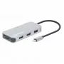 Manhattan USB-C dokų stotelė / šakotuvas su kortelių skaitytuvu, 6 prievadai: Ethernet, HDMI, USB-A (x3) ir USB-C, su 100 W galios tiekimu USB-C prievadui (reikalingas papildomas USB-C sieninis įkroviklis ir USB-C laidas), universalus visiems įrenginiams,