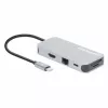 Manhattan USB-C dokų stotelė / šakotuvas su kortelių skaitytuvu, 6 prievadai: Ethernet, HDMI, USB-A (x3) ir USB-C, su 100 W galios tiekimu USB-C prievadui (reikalingas papildomas USB-C sieninis įkroviklis ir USB-C laidas), universalus visiems įrenginiams,