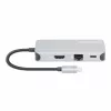 Manhattan USB-C dokų stotelė / šakotuvas su kortelių skaitytuvu, 6 prievadai: Ethernet, HDMI, USB-A (x3) ir USB-C, su 100 W galios tiekimu USB-C prievadui (reikalingas papildomas USB-C sieninis įkroviklis ir USB-C laidas), universalus visiems įrenginiams,