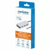 Manhattan USB-C dokų stotelė / šakotuvas su kortelių skaitytuvu, 6 prievadai: Ethernet, HDMI, USB-A (x3) ir USB-C, su 100 W galios tiekimu USB-C prievadui (reikalingas papildomas USB-C sieninis įkroviklis ir USB-C laidas), universalus visiems įrenginiams,