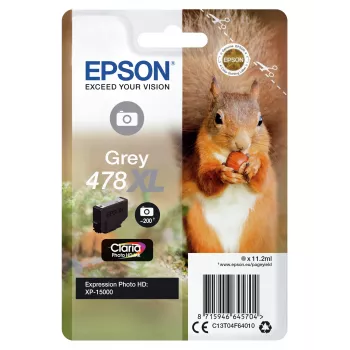 Epson 478XL Claria Photo HD kasetė, pilka, didelės talpos (XL), 11,2 ml, 200 puslapių