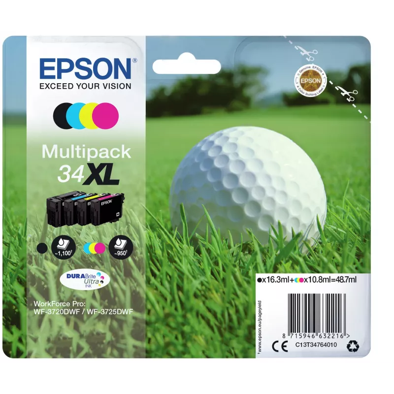 Epson 34XL DURABrite Ultra Ink rašalo kasetės multipaketas (4 spalvos)