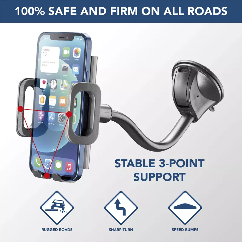Cellularline Hug Flexi - Universalus automobilinis laikiklis telefonui su siurbtuku