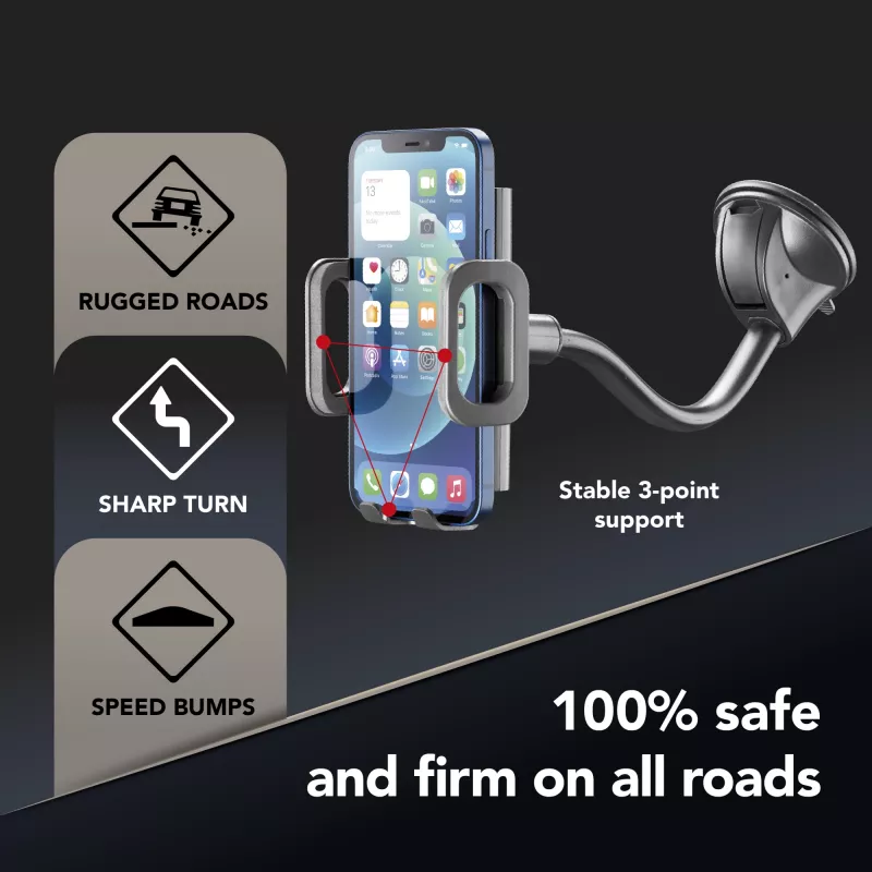 Cellularline Hug Flexi - Universalus automobilinis laikiklis telefonui su siurbtuku
