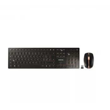 CHERRY DW 9100 SLIM belaidis klaviatūros ir pelės rinkinys RF Wireless + Bluetooth QWERTZ Šveicariškas juodas