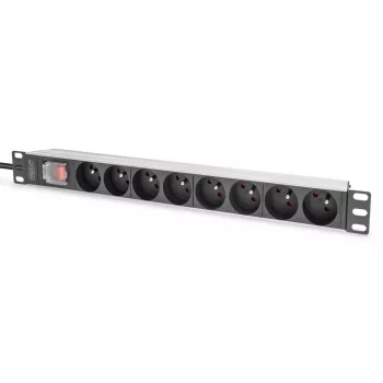 DIGITUS 1U aliumininis PDU, montuojamas į stelažą, 8x CEE 7/5 kištukiniai lizdai, 16A, 4000W, 250VAC 50/60Hz