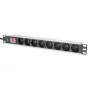 DIGITUS 1U aliumininis PDU, montuojamas į stelažą, 8x CEE 7/5 kištukiniai lizdai, 16A, 4000W, 250VAC 50/60Hz
