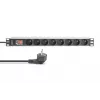 DIGITUS 1U aliumininis PDU, montuojamas į stelažą, 8x CEE 7/5 kištukiniai lizdai, 16A, 4000W, 250VAC 50/60Hz