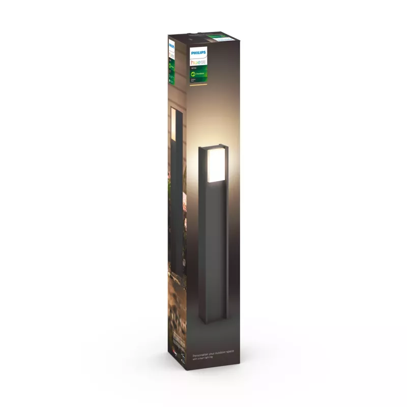 Philips Hue White Turaco lauko stulpas 1647493P0, išmanusis apšvietimas, Bluetooth/Zigbee, antracitas, LED, aliuminis, E27