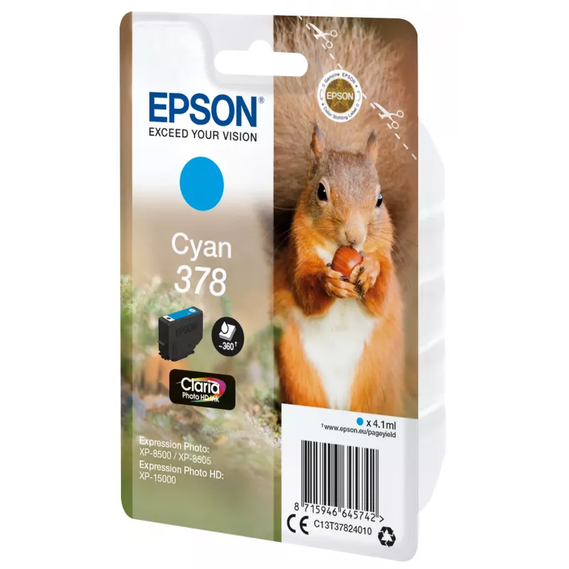 Epson 378 Claria Photo HD original kasetė, Cyan (C13T37824010)