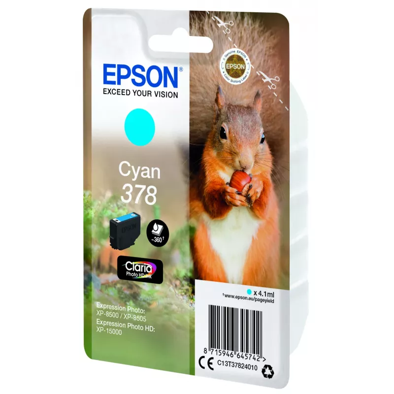 Epson 378 Claria Photo HD original kasetė, Cyan (C13T37824010)