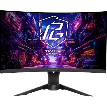ASROCK Gaming Monitor Pg27qrt2a - 27 colių - 2560 x 1440 QHD - Išlenktas - 180 Hz - Juodas