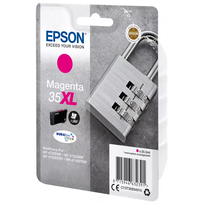 Epson Padlock Singlepack Magenta 35XL DURABrite Ultra rašalas, didelės talpos, 20,3 ml, 1 vnt., 1900 puslapių