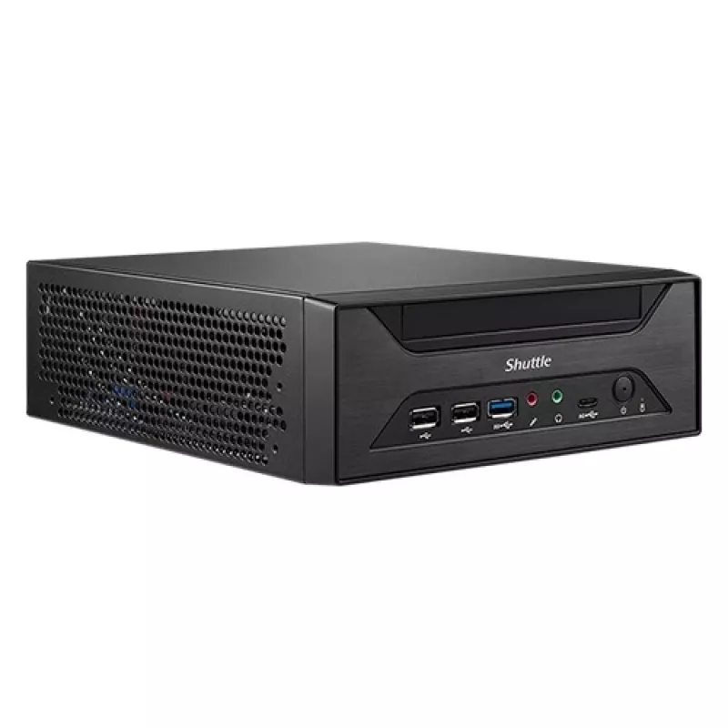 Shuttle XPC slim Barebone XH610 - S1700, Intel H610, 1xDP, 1xHDMI, 1x VGA, 2x COM (RS232), 2x LAN (2.5G ir 1G), 1x slim 5,25 colio, 2x 3,5 colio, 2x M.2, 24/7 nuolatinis darbas
