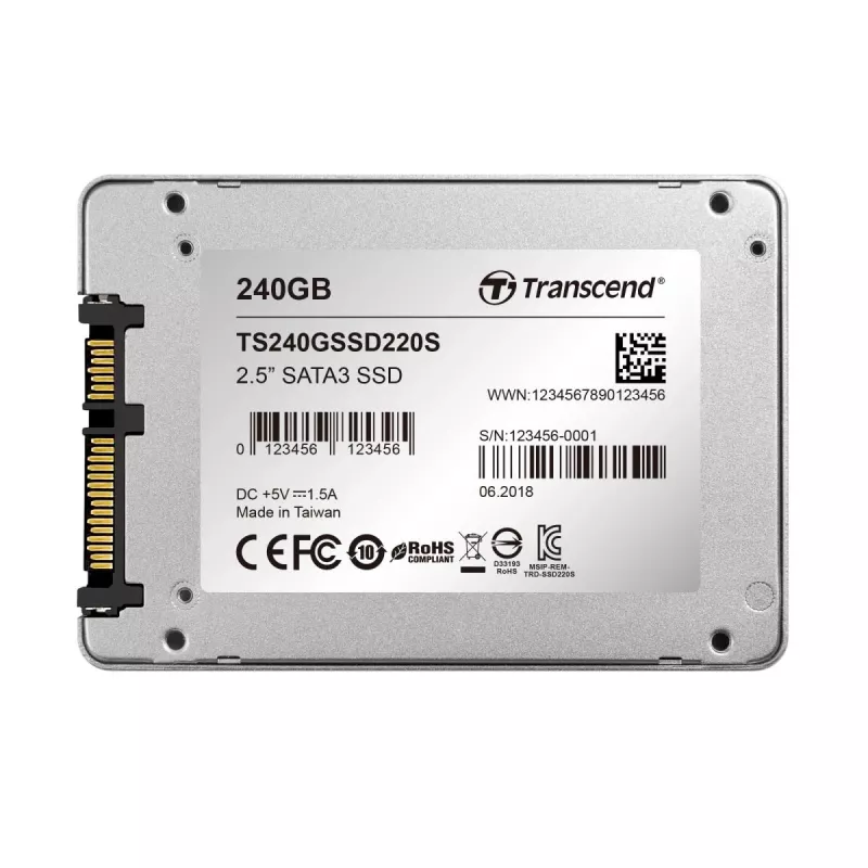 TRANSCEND SSD 220s 240GB 2,5 col. SATA 6Gb/s TLC aliuminio korpusas