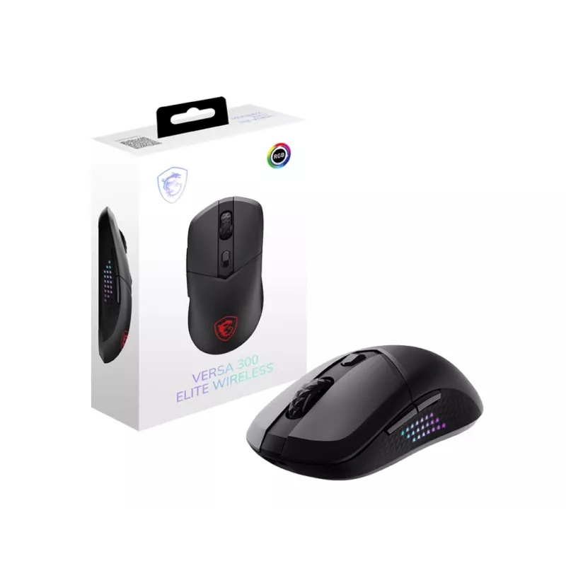 MSI VERSA 300 ELITE WIRELESS pelė žaidimams, dešinei rankai, RF belaidis + Bluetooth + USB Type-C, optinė, 26000 DPI