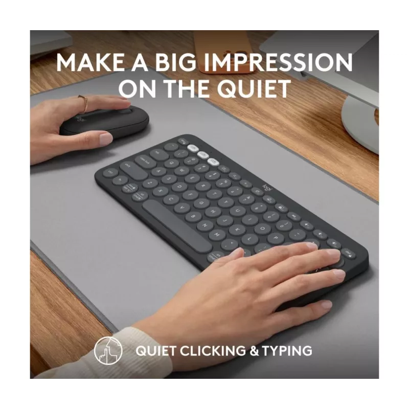 LOGITECH Pebble 2 Combo Tonal Graphite Qwerty US belaidė klaviatūra ir pelė