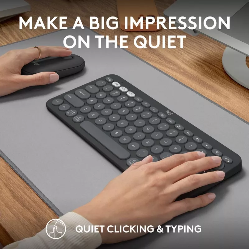 LOGITECH Pebble 2 Combo Tonal Graphite Qwerty US belaidė klaviatūra ir pelė