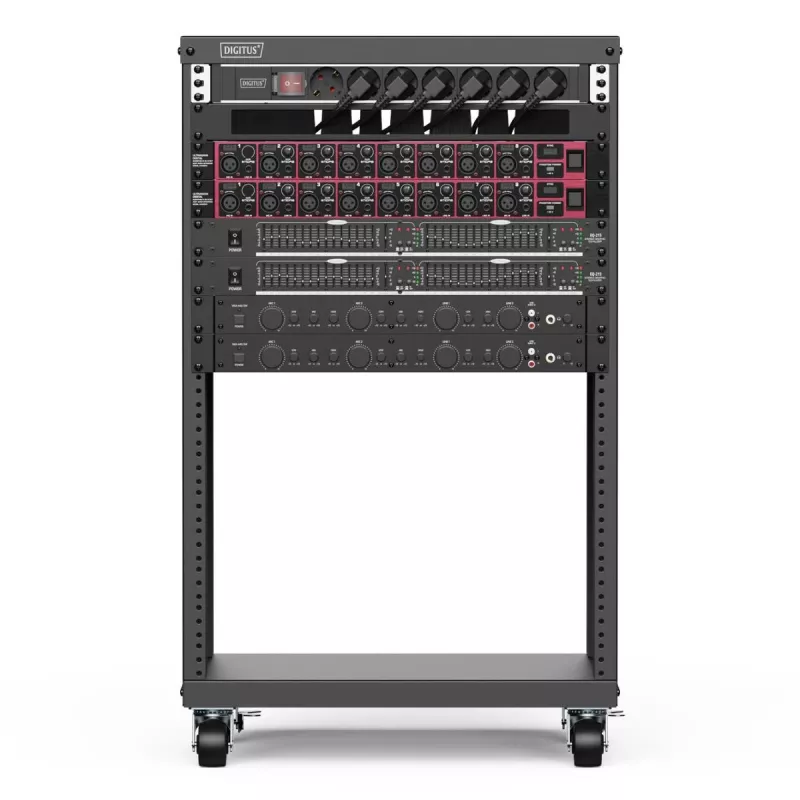 DIGITUS 16U AVS stovas 780x507x460mm srieginės tvirtinimo angos ratukai juodas