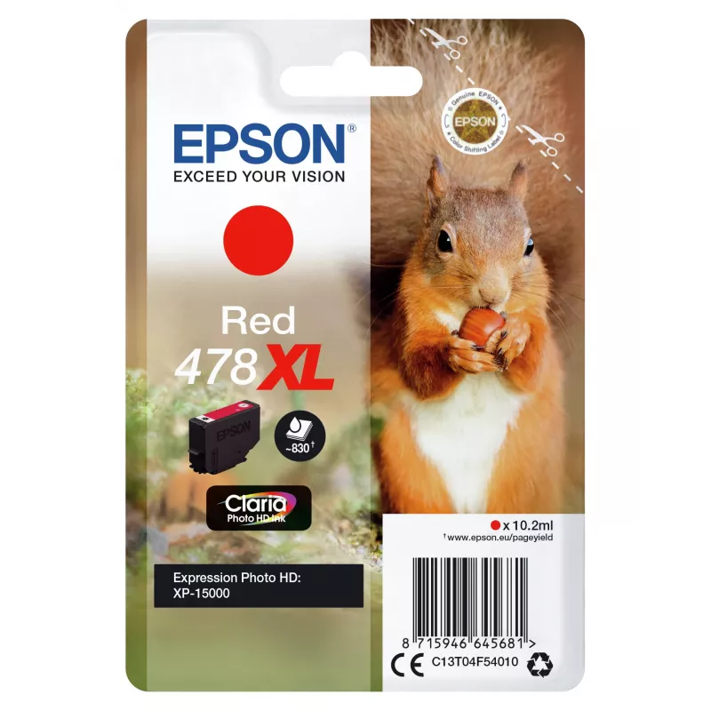 Epson Squirrel Singlepack Red 478XL Claria Photo HD rašalinė kasetė
