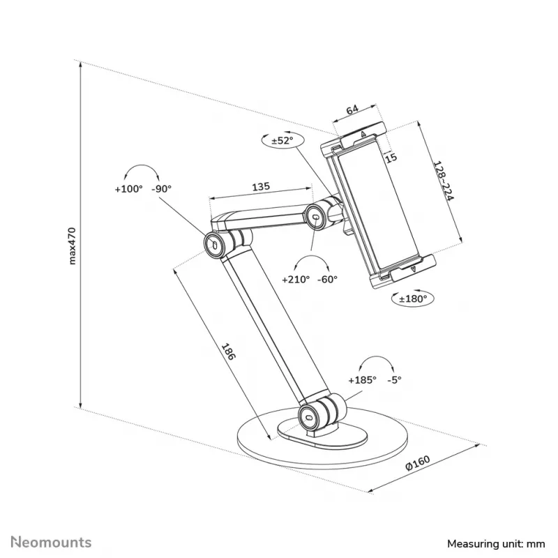 Neomounts DS15-550WH1 Universalus planšetinio kompiuterio stovas 4.7-12.9 col.
