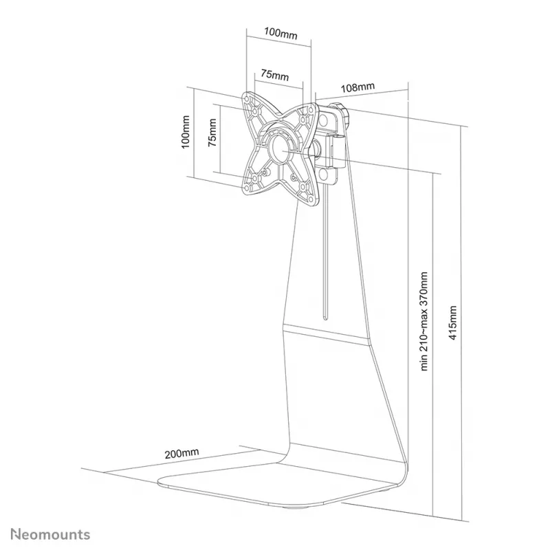Neomounts FPMA-D850BLACK monitorio stovas 10-27 colių, laisvai pastatomas, 10 kg, 100 x 100 mm, juodas