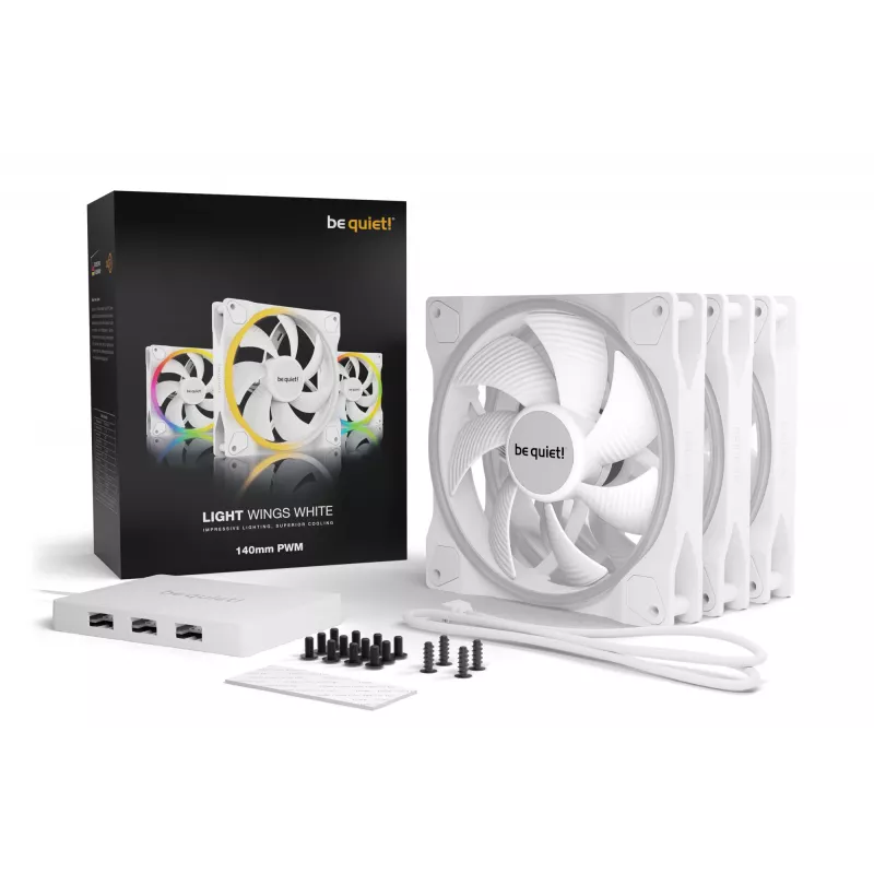 be quiet! Light Wings White 140mm PWM Triple Pack | Kompiuterio korpuso ventiliatorius 14 cm 3 vnt.