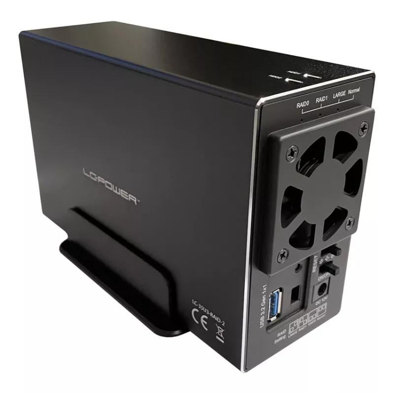 LC-POWER LC-35U3-RAID-2, Išorinis 2x 3,5 inch standžiųjų diskų korpusas su RAID, aliuminis, juodas