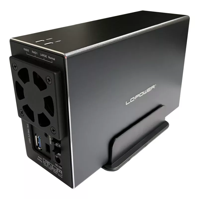 LC-POWER LC-35U3-RAID-2, Išorinis 2x 3,5 inch standžiųjų diskų korpusas su RAID, aliuminis, juodas