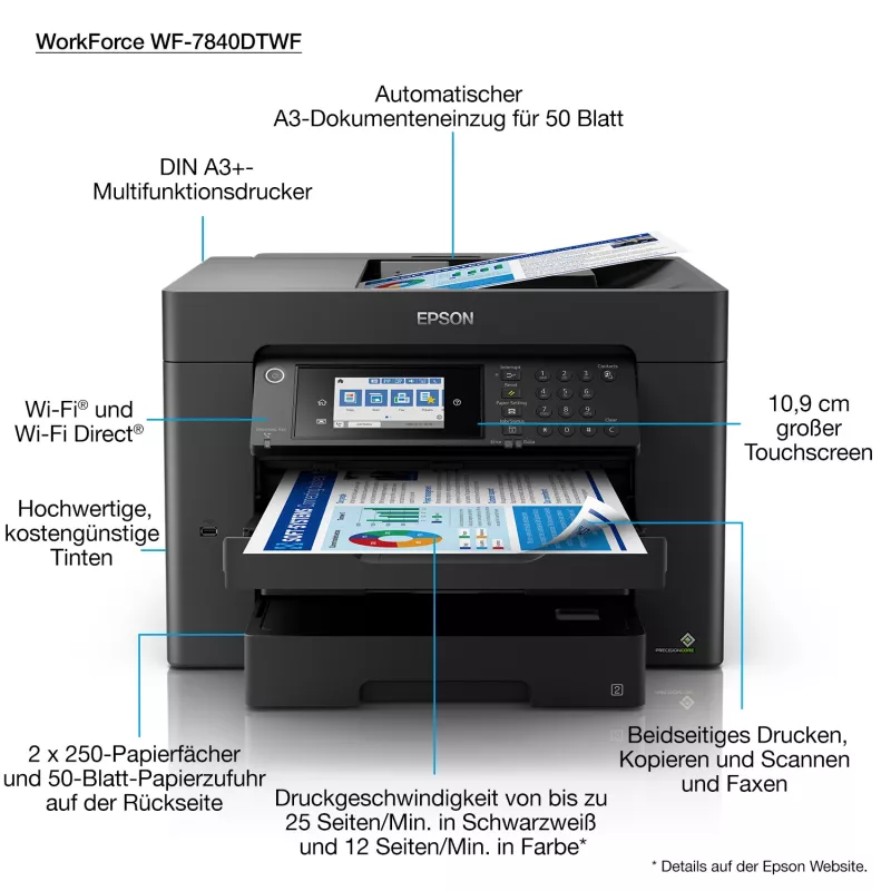 Epson WorkForce Pro WF-7840DTWF rašalinis daugiafunkcis įrenginys A3 4800 x 2400 DPI Wi-Fi
