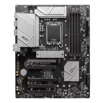 Pagrindinė plokštė MSI PRO B760-P II ATX – Intel B760, LGA 1700, DDR5, 4x DIMM, 256 GB, 2.5Gb LAN, HDMI 2.1, 2x M.2