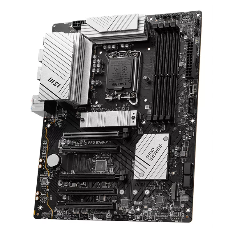 Pagrindinė plokštė MSI PRO B760-P II ATX – Intel B760, LGA 1700, DDR5, 4x DIMM, 256 GB, 2.5Gb LAN, HDMI 2.1, 2x M.2