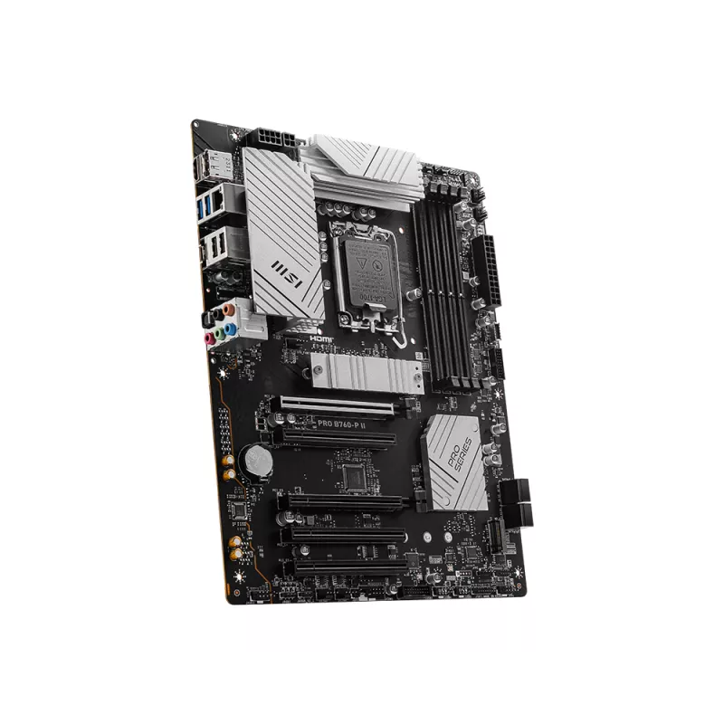 Pagrindinė plokštė MSI PRO B760-P II ATX – Intel B760, LGA 1700, DDR5, 4x DIMM, 256 GB, 2.5Gb LAN, HDMI 2.1, 2x M.2