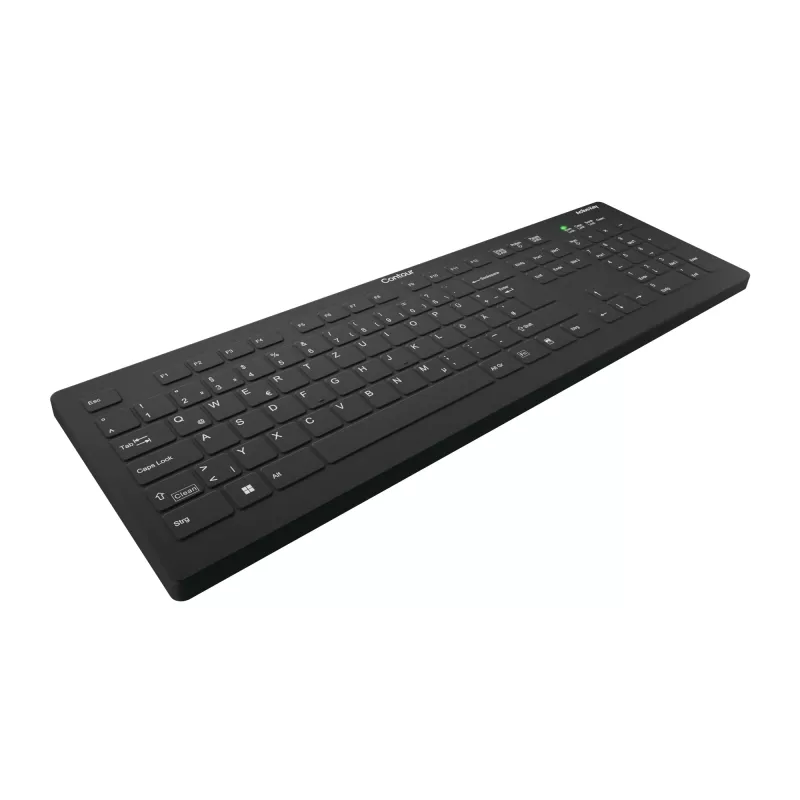 Contour Design Active Key Contour QuickClean medicininė klaviatūra su nuimamu dangteliu, pilno dydžio, belaidė, juoda, DE, C8112