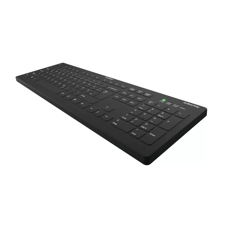 Contour Design Active Key Contour QuickClean medicininė klaviatūra su nuimamu dangteliu, pilno dydžio, belaidė, juoda, DE, C8112