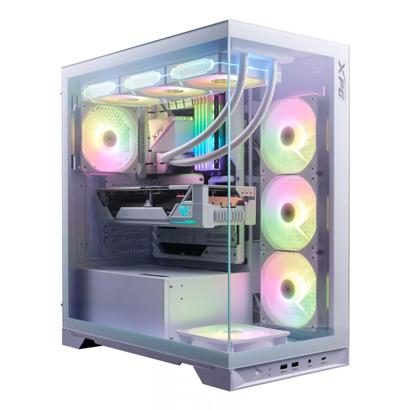 XPG INVADER X BTF MID-TOWER-CASE White, Midi bokštas, PC, Baltas, ATX, micro ATX, Mini-ATX, SPCC, Grūdintas stiklas, 17.5 cm