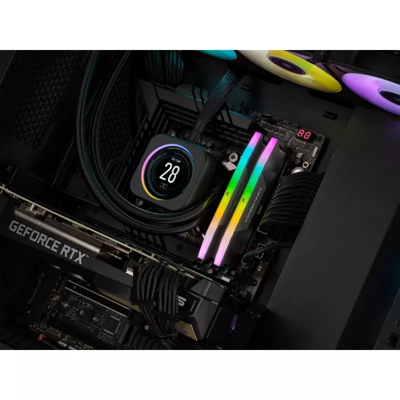 CORSAIR Vengeance RGB 32GB (2x16GB) DDR5 6000MHz CL36 atminties rinkinys – juodas
