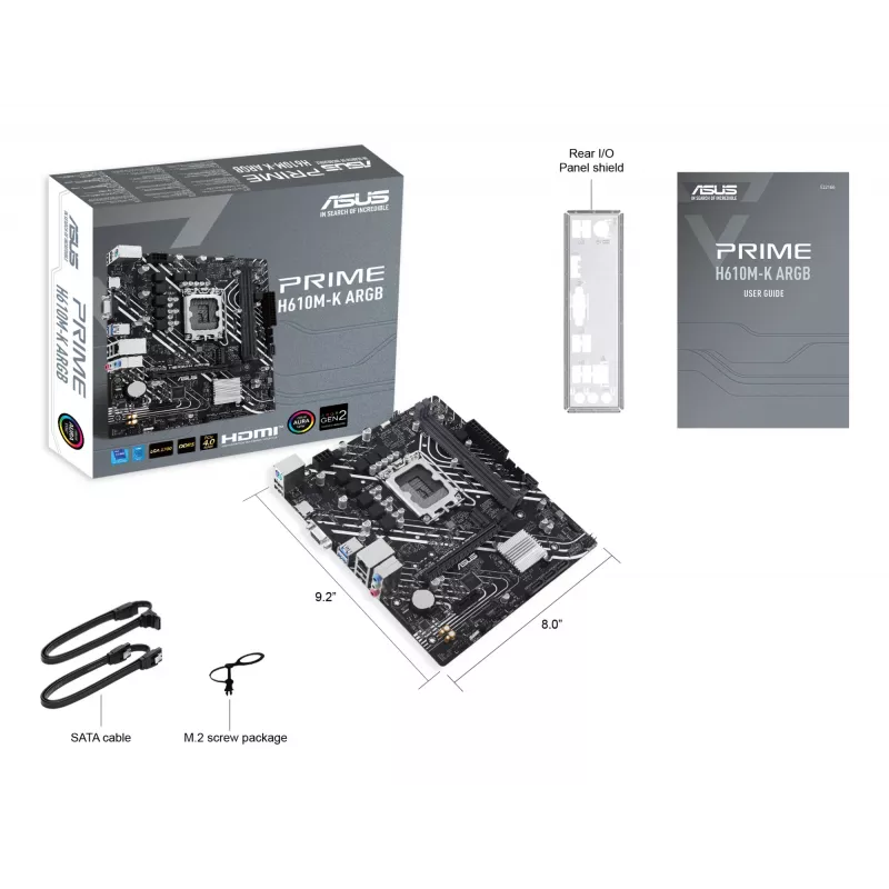 ASUS PRIME H610M-K ARGB Intel H610 LGA 1700 micro ATX pagrindinė plokštė