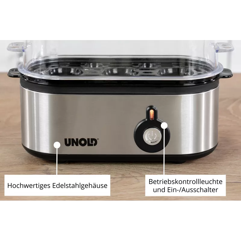Unold 38610 mini kiaušinių virimo aparatas 3 kiaušiniams, 210 W, nerūdijantis plienas