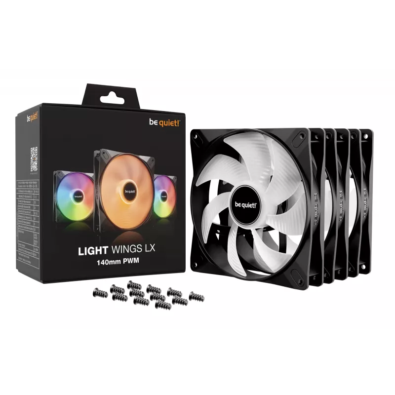 be quiet! LIGHT WINGS LX 140mm PWM 3-Pack juodas kompiuterio korpuso ventiliatorius 14 cm 3 vnt.