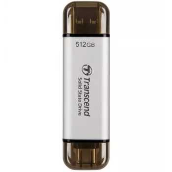 TRANSCEND ESD310c - 512 GB nešiojamas SSD - USB Type-A / USB Type-C - sidabrinis