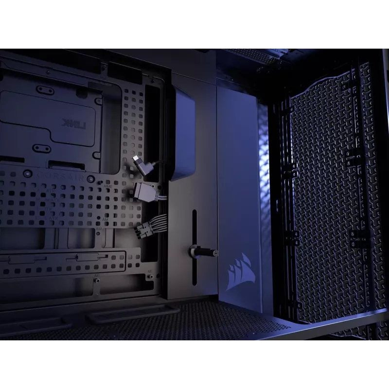 PC korpusas CORSAIR FRAME 5000D RS ARGB Midi Tower juodas — ATX, palaiko 3x140mm priekinius ventiliatorius, 2.5/3.5 colio diskus