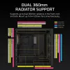 PC korpusas CORSAIR FRAME 5000D RS ARGB Midi Tower juodas — ATX, palaiko 3x140mm priekinius ventiliatorius, 2.5/3.5 colio diskus