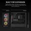 PC korpusas CORSAIR FRAME 5000D RS ARGB Midi Tower juodas — ATX, palaiko 3x140mm priekinius ventiliatorius, 2.5/3.5 colio diskus