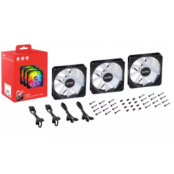 XPG VENTO 120 ARGB PWM (3 vnt.) Juodas, Ventiliatorius, 12 cm, 300 RPM, 1650 RPM, Juodas