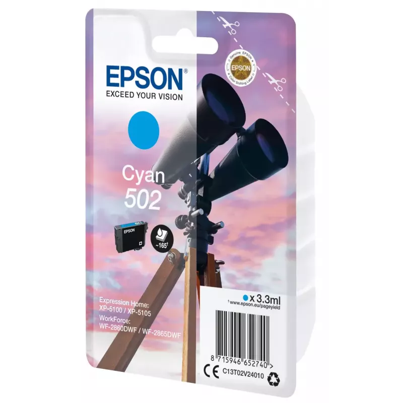 Kasetė Epson 502 Cyan C13T02V24010