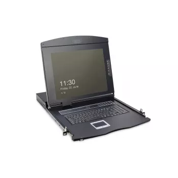 DIGITUS modulinė 43,2 cm (17 col.) TFT konsolė su 8 prievadų KVM, RAL 9005 juoda - QWERTY JAV