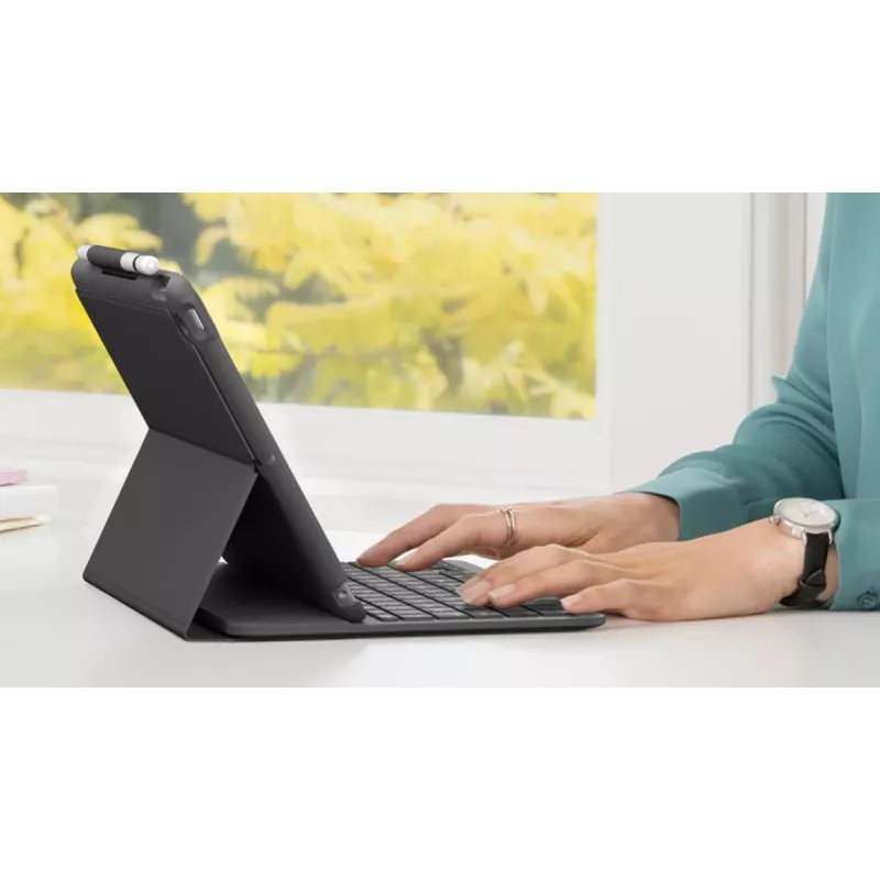 LOGITECH Slim Folio, iPad 7 kartai, Graphite, Qwertz Deutsch